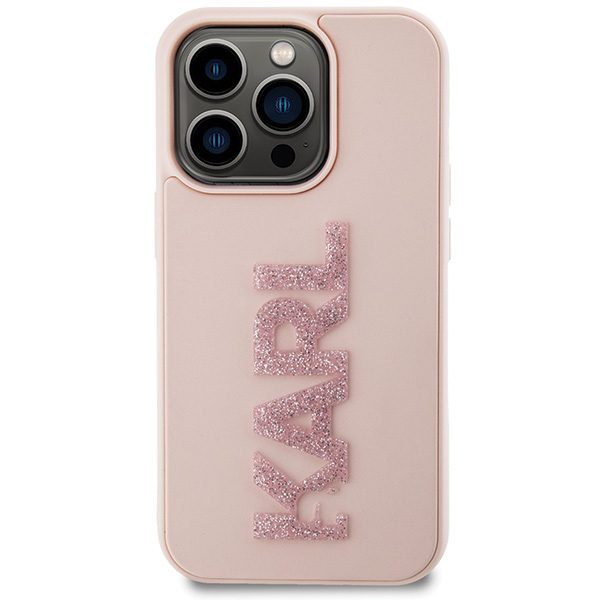 346668_oryg Karl Lagerfeld case for iPhone 15 Pro Max 6,7" KLHCP15X3DMBKCP pink HC 3D Logo Glitter