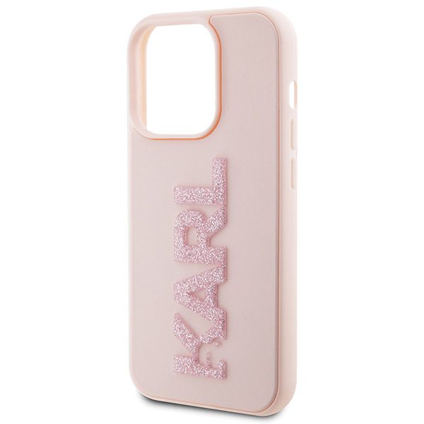 346671_oryg Karl Lagerfeld case for iPhone 15 Pro Max 6,7" KLHCP15X3DMBKCP pink HC 3D Logo Glitter