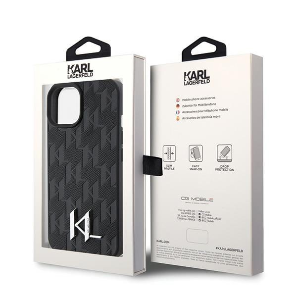 Karl Lagerfeld case for iPhone 15 6,1" KLHCP15SPKLPKLK black HC Hot Stamp Monogram KL Metal Logo