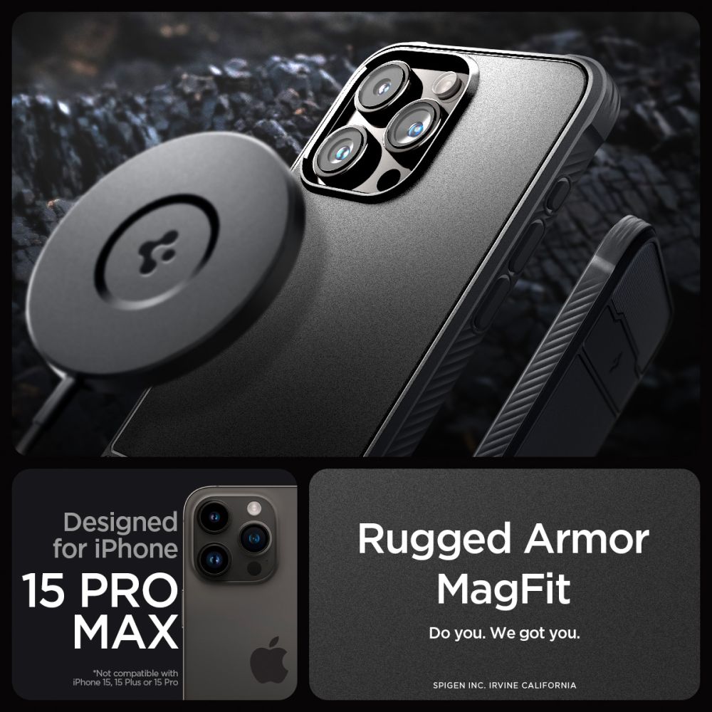 347116_oryg Spigen Rugged Armor Mag Magsafe case for iPhone 15 Pro Max 6,7" matte black