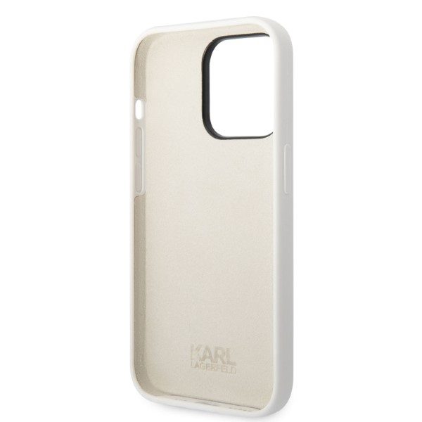 Karl Lagerfeld case for iPhone 14 Pro Max 6,7" KLHCP14XSNIKBCH white hardcase Silicone Ikonik