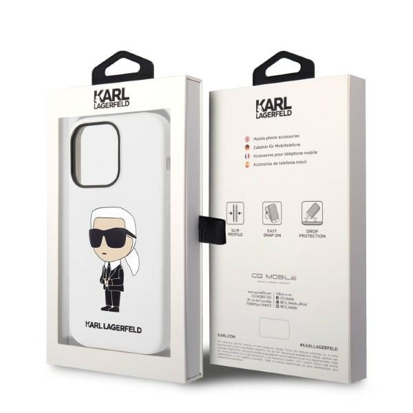 Karl Lagerfeld case for iPhone 14 Pro Max 6,7" KLHCP14XSNIKBCH white hardcase Silicone Ikonik