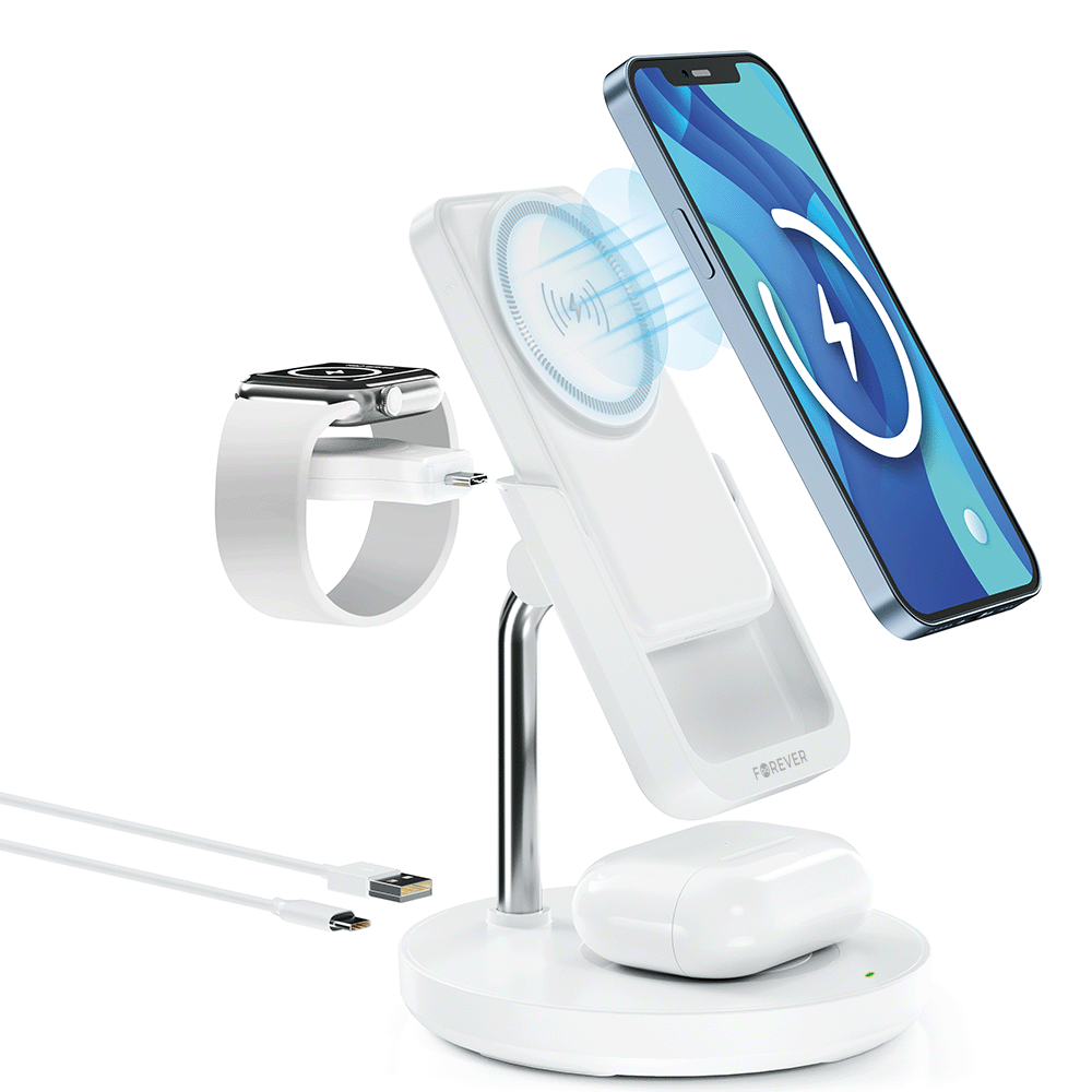 348006_oryg Forever MACS-100 magnetic wireless charging station with power bank white 5in1