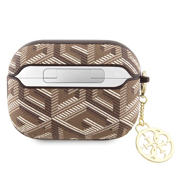 348201_oryg Guess case for AirPods Pro 2 GUAP2PGCE4CW brown Gcube Classic Gold Logo W/Charm