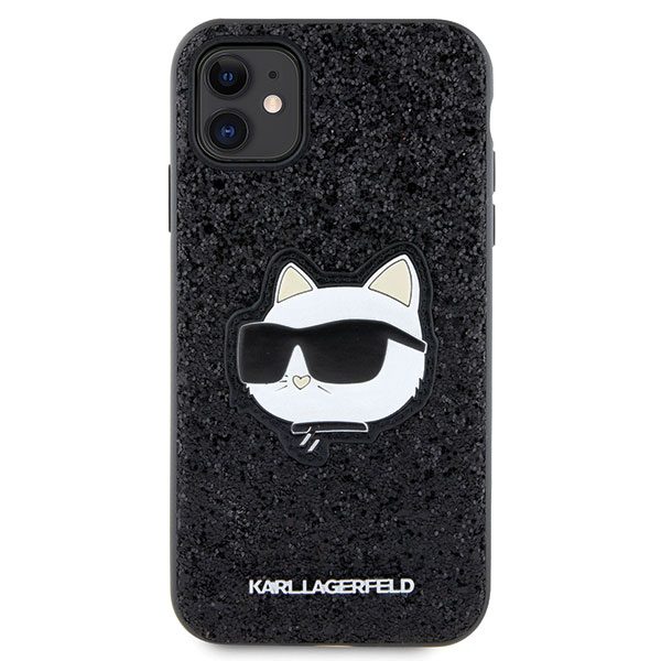 Karl Lagerfeld case for iPhone 11 / XR KLHCN61G2CPK black hardcase Glitter Choupette Patch