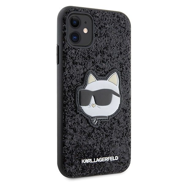Karl Lagerfeld case for iPhone 11 / XR KLHCN61G2CPK black hardcase Glitter Choupette Patch