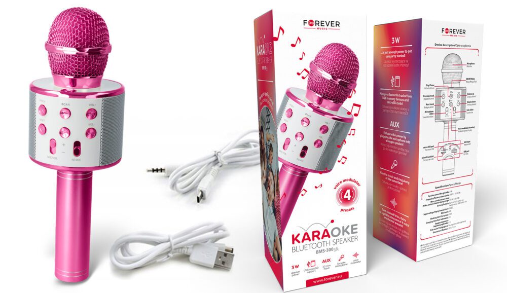 Forever Bluetooth microphone with speaker BMS-300 Lite pink