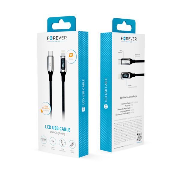 Forever LCD cable USB-C - Lightning 1,0 m 27W black