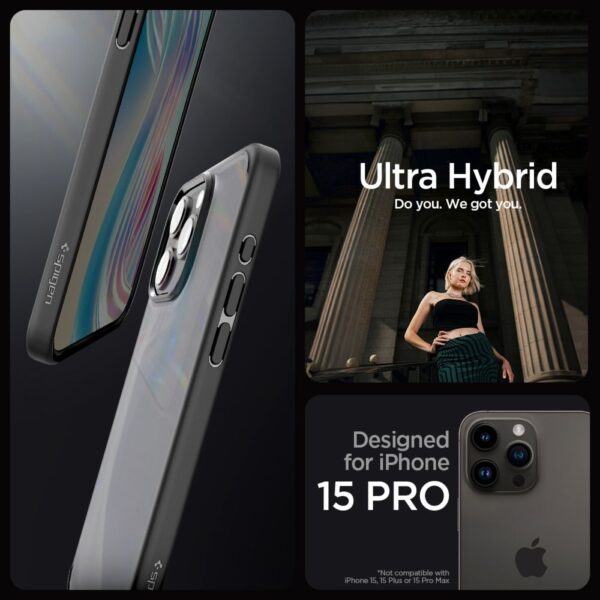 350341_oryg Spigen Ultra Hybrid case for iPhone 15 Pro 6,1" frost black