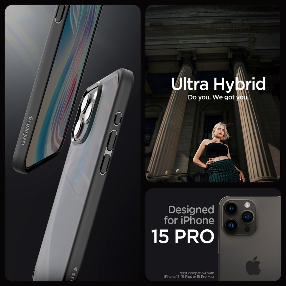 350341_oryg Spigen Ultra Hybrid case for iPhone 15 Pro 6,1" frost black