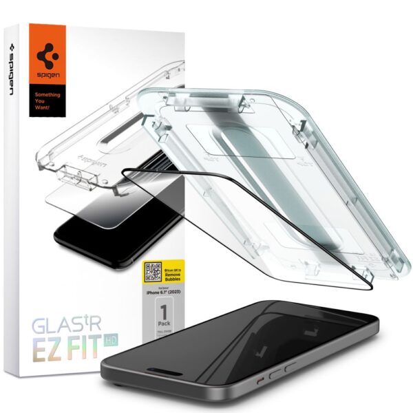 Spigen tempered glass GLAS.TR "EZ FIT" FC for iPhone 15 6,1" black