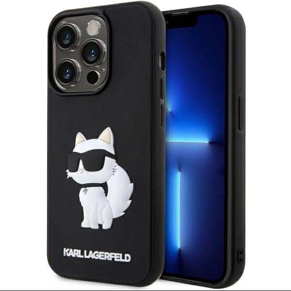 Karl Lagerfeld case for iPhone 14 Pro 6,1" KLHCP14L3DRKHNK black hardcase Rubber Choupette 3D