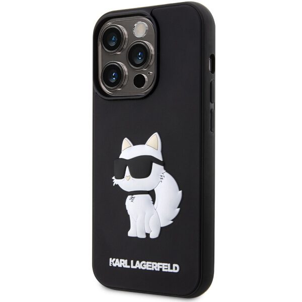 Karl Lagerfeld case for iPhone 14 Pro 6,1" KLHCP14L3DRKHNK black hardcase Rubber Choupette 3D