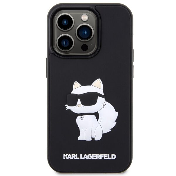 Karl Lagerfeld case for iPhone 14 Pro 6,1" KLHCP14L3DRKHNK black hardcase Rubber Choupette 3D