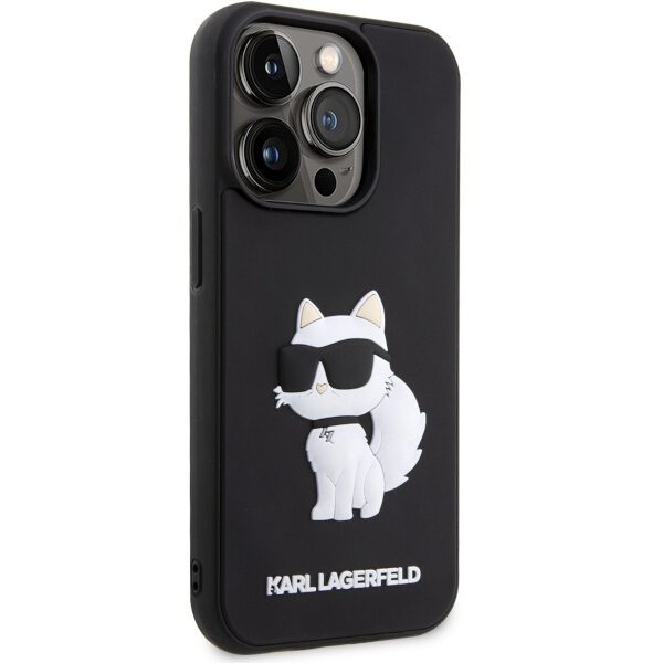 Karl Lagerfeld case for iPhone 14 Pro 6,1" KLHCP14L3DRKHNK black hardcase Rubber Choupette 3D