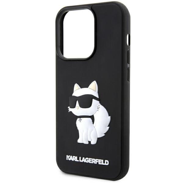 Karl Lagerfeld case for iPhone 14 Pro 6,1" KLHCP14L3DRKHNK black hardcase Rubber Choupette 3D
