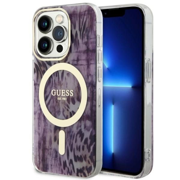 Compressed by jpeg-recompress Guess case for iPhone 14 Pro Max 6,7" GUHMP14XHLEOPWP pink hard case Leopard MagSafe