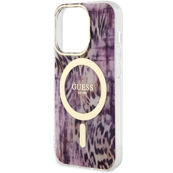 Compressed by jpeg-recompress Guess case for iPhone 14 Pro Max 6,7" GUHMP14XHLEOPWP pink hard case Leopard MagSafe