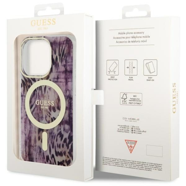 Compressed by jpeg-recompress Guess case for iPhone 14 Pro Max 6,7" GUHMP14XHLEOPWP pink hard case Leopard MagSafe
