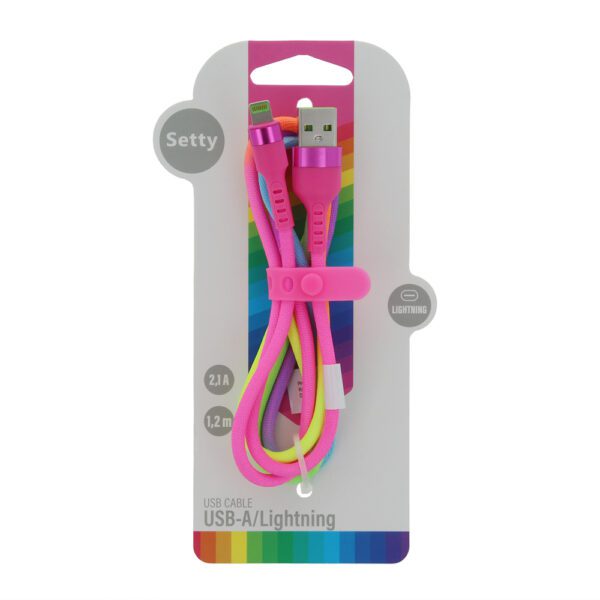 Setty USB - Lightning cable 1,2 m 2,1A KNA-L-1.22.113 rainbow