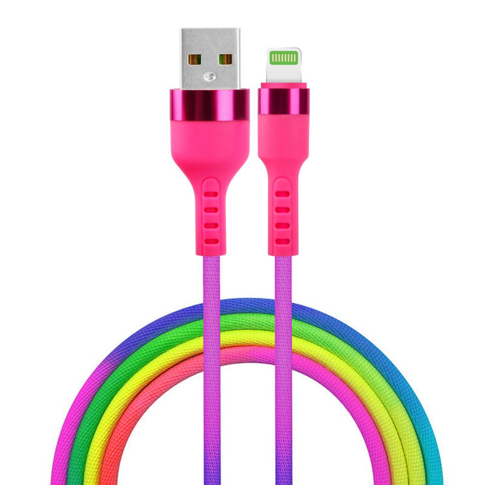 351097_oryg Setty USB - Lightning cable 1,2 m 2,1A KNA-L-1.22.113 rainbow
