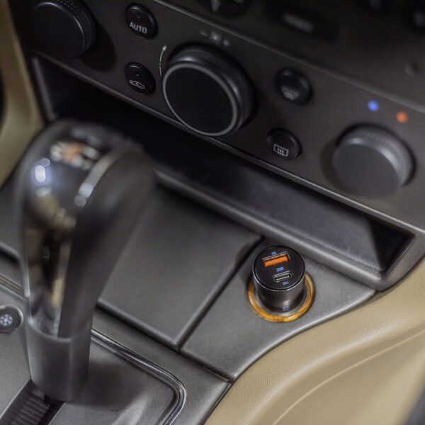 Forever CC-06 PD QC car charger 1x USB-C 1x USB 20W black + USB-C - USB-C cable 60W