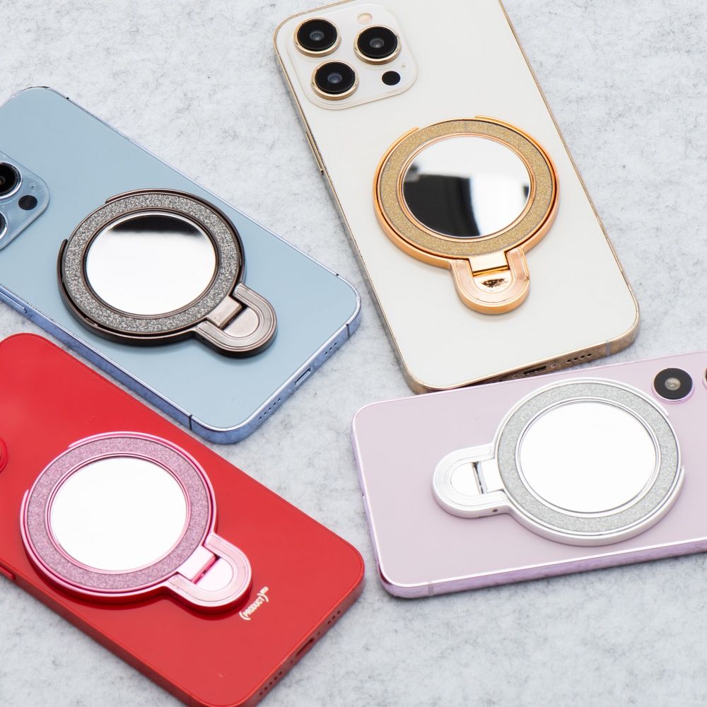 Phone stand CIRCLE MIRROR - stick-on - gold