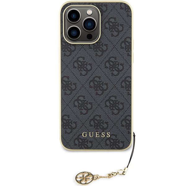 Guess case for iPhone 15 Pro Max 6,7" GUHCP15XGF4GGR gray HC PU 4G Charm