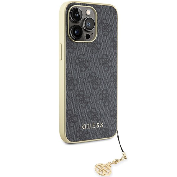 Guess case for iPhone 15 Pro Max 6,7" GUHCP15XGF4GGR gray HC PU 4G Charm