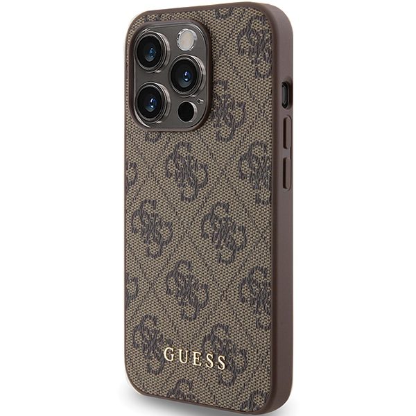 Guess case for iPhone 15 Pro 6,1" GUHCP15LG4GFBR brown HC PU 4G Metal Logo