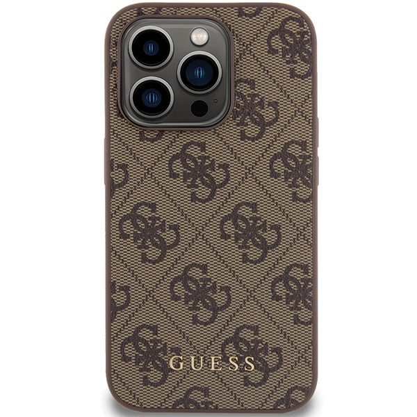 Guess case for iPhone 15 Pro 6,1" GUHCP15LG4GFBR brown HC PU 4G Metal Logo