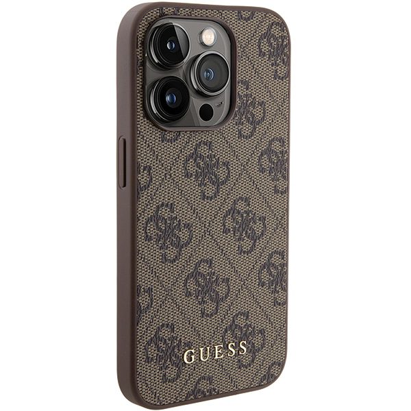 Guess case for iPhone 15 Pro 6,1" GUHCP15LG4GFBR brown HC PU 4G Metal Logo