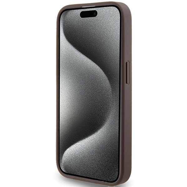 Guess case for iPhone 15 Pro 6,1" GUHCP15LG4GFBR brown HC PU 4G Metal Logo
