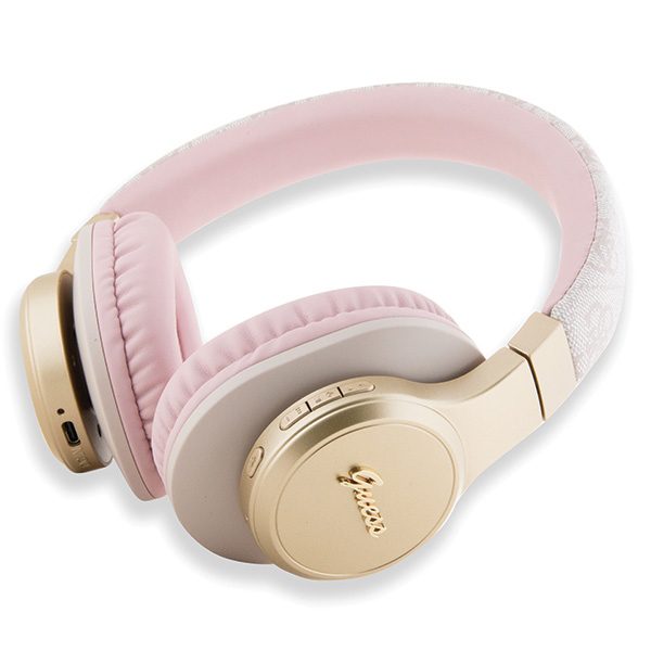 354770_oryg Guess Bluetooth headphones GUBH604GEMP pink 4G PU Leather With Script Metal Logo