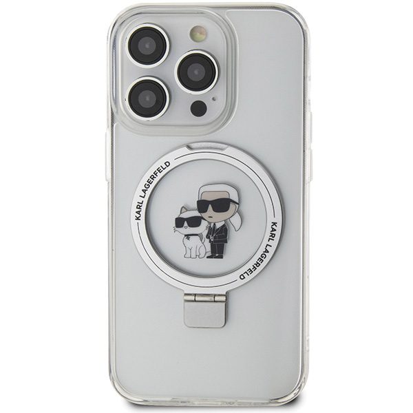 Karl Lagerfeld case for iPhone 14 Pro 6,1" KLHMP14LHMRSKCH white HC Magsafe Ringstand KC