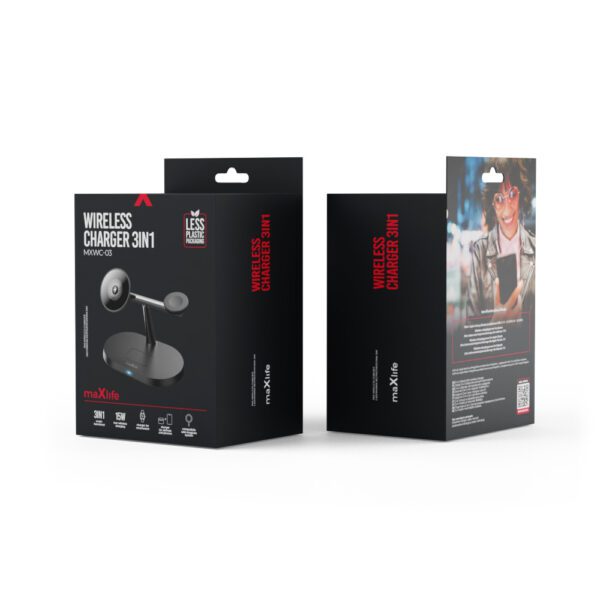 Maxlife MXWC-03 magnetic wireless charger 15W black 3in1