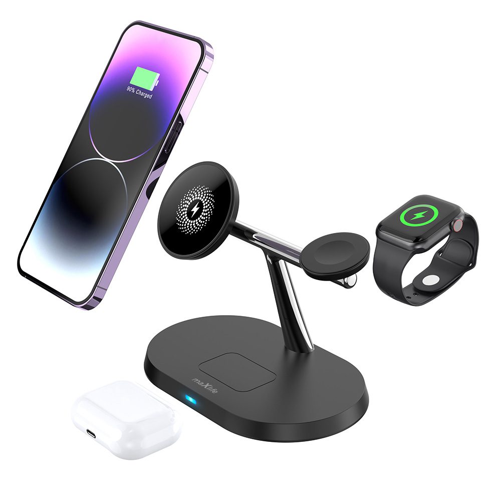 Maxlife MXWC-03 magnetic wireless charger 15W black 3in1
