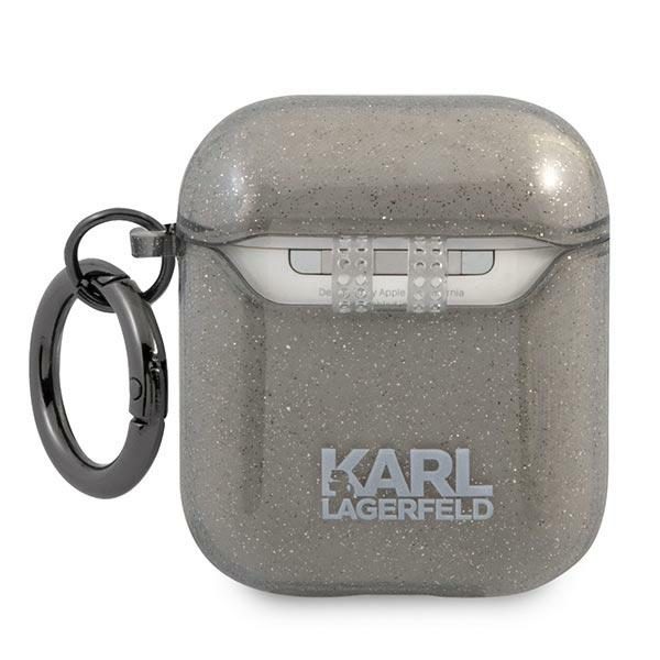 Karl Lagerfeld case for Airpods 1/2 KLA2UKHGK cover black Glitter Karl`s Head