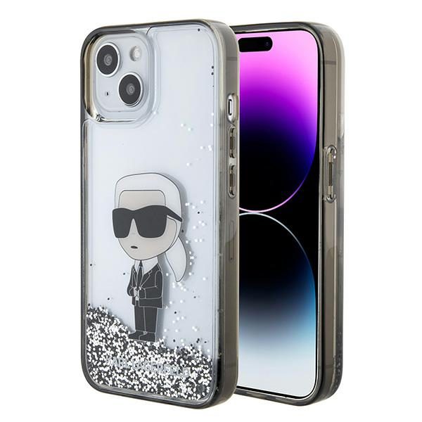 Karl Lagerfeld case for iPhone 15 6,1" KLHCP15SLKKNSK transparentna hardcase Liquid Glitter Ikonik