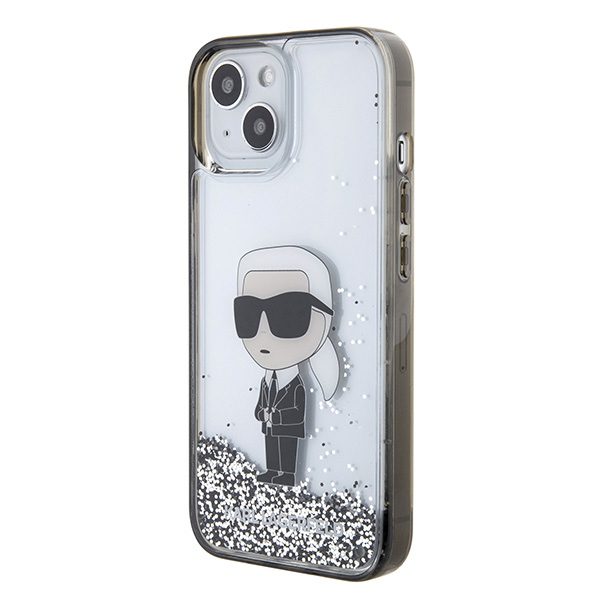 Karl Lagerfeld case for iPhone 15 6,1" KLHCP15SLKKNSK transparentna hardcase Liquid Glitter Ikonik