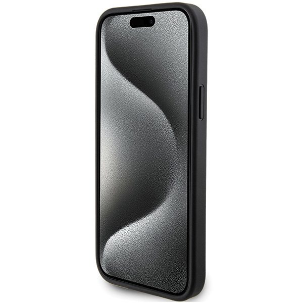 Karl Lagerfeld case for iPhone 15 6,1" KLHCP15SSAPKCNPK black hardcase Saffiano Cardslot Karl&Choupette Metal Pin