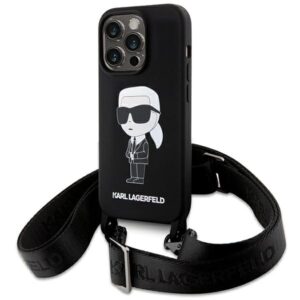 357236_oryg Karl Lagerfeld case for iPhone 15 Pro Max 6,7" KLHCP15XSCBSKNK hardcase black Crossbody Silicone Ikonik