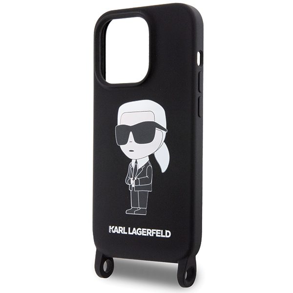 357240_oryg Karl Lagerfeld case for iPhone 15 Pro Max 6,7" KLHCP15XSCBSKNK hardcase black Crossbody Silicone Ikonik