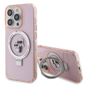 Karl Lagerfeld case for iPhone 15 Pro Max 6,7" KLHMP15XHMRSKCP pink hardcase Ring Stand Karl&Choupettte MagSafe