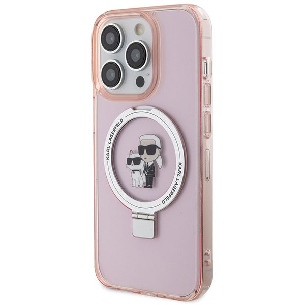 357330_oryg Karl Lagerfeld case for iPhone 15 Pro Max 6,7" KLHMP15XHMRSKCP pink hardcase Ring Stand Karl&Choupettte MagSafe