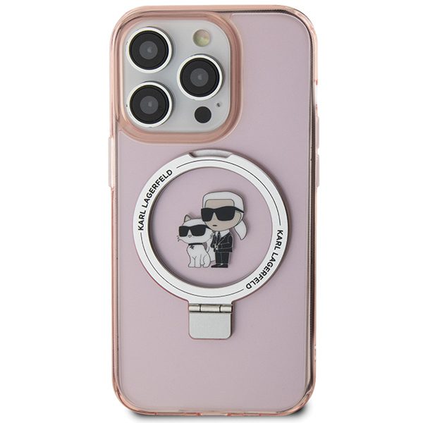 357331_oryg Karl Lagerfeld case for iPhone 15 Pro Max 6,7" KLHMP15XHMRSKCP pink hardcase Ring Stand Karl&Choupettte MagSafe