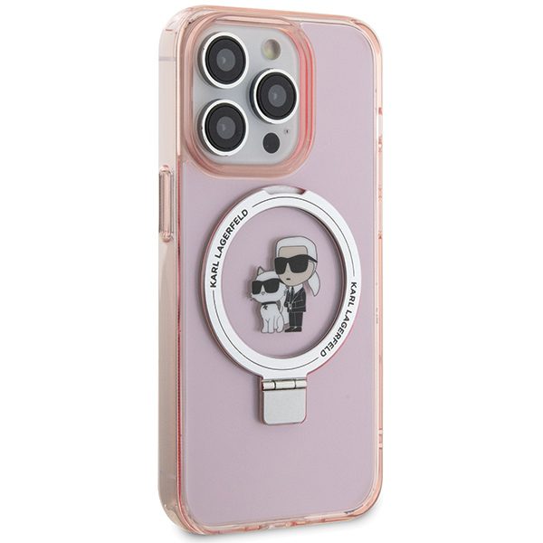 357332_oryg Karl Lagerfeld case for iPhone 15 Pro Max 6,7" KLHMP15XHMRSKCP pink hardcase Ring Stand Karl&Choupettte MagSafe