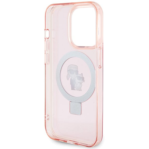 357334_oryg Karl Lagerfeld case for iPhone 15 Pro Max 6,7" KLHMP15XHMRSKCP pink hardcase Ring Stand Karl&Choupettte MagSafe