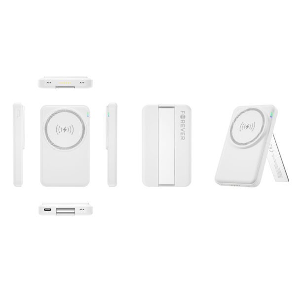 Forever MACS-100 magnetic wireless charging station with power bank white 5in1