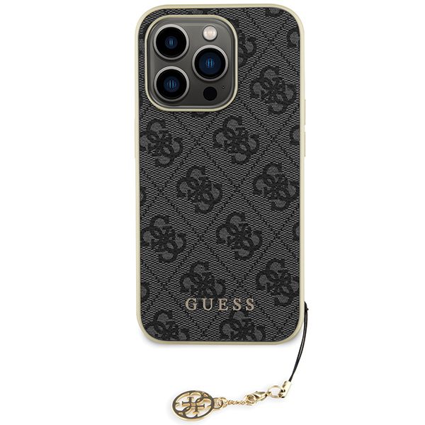 Guess case for iPhone 15 Pro 6,1" GUHCP15LGF4GGR gray hardcase 4G Charms Collection